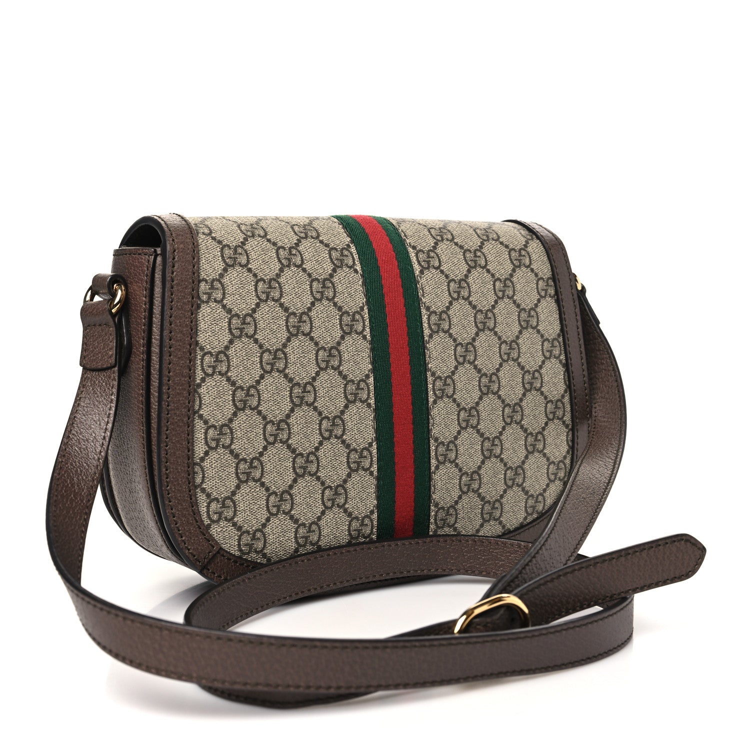 Gucci GG Supreme Monogram Web Small Ophidia Flap Messenger Bag Brown 3 of 10
