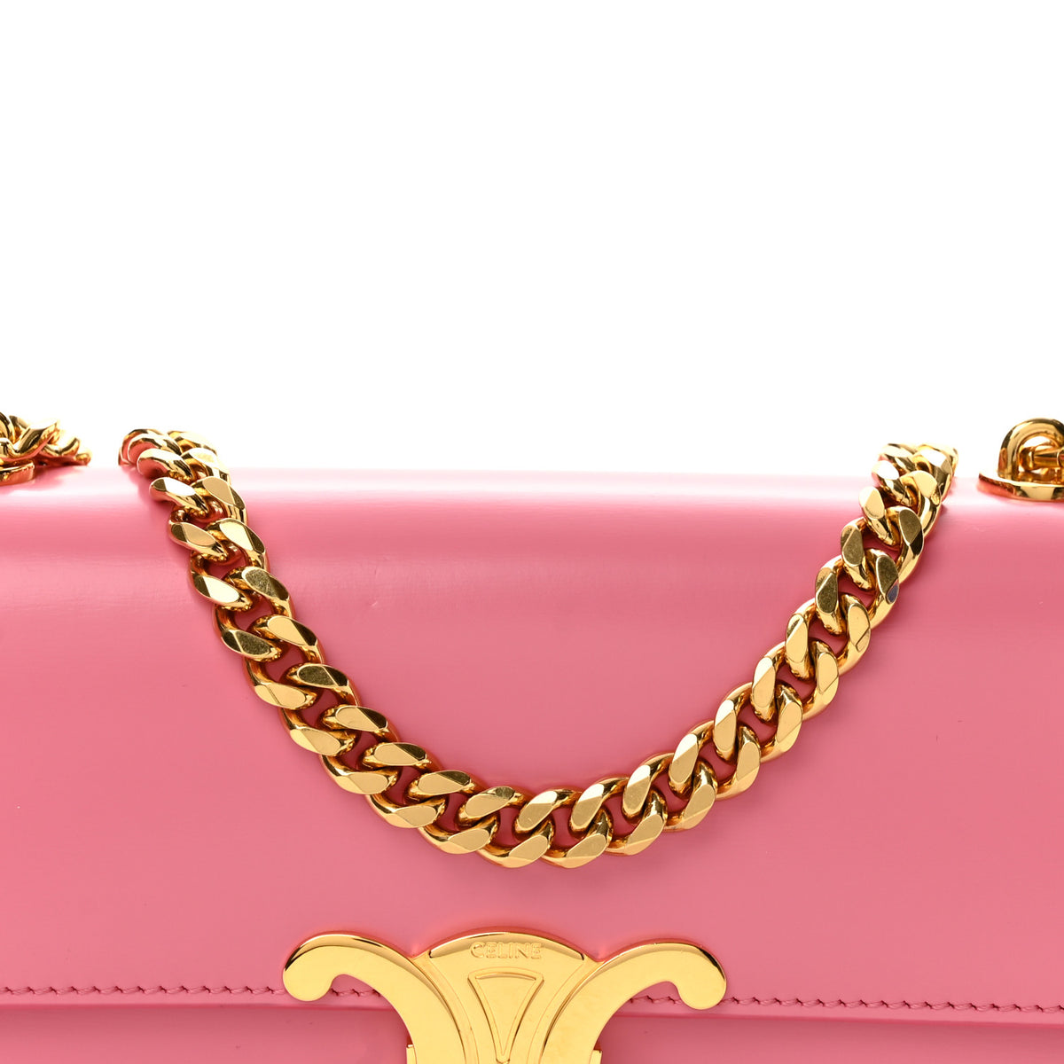 Celine Shiny Calfskin Claude Chain Shoulder Bag Rose 9 of 14