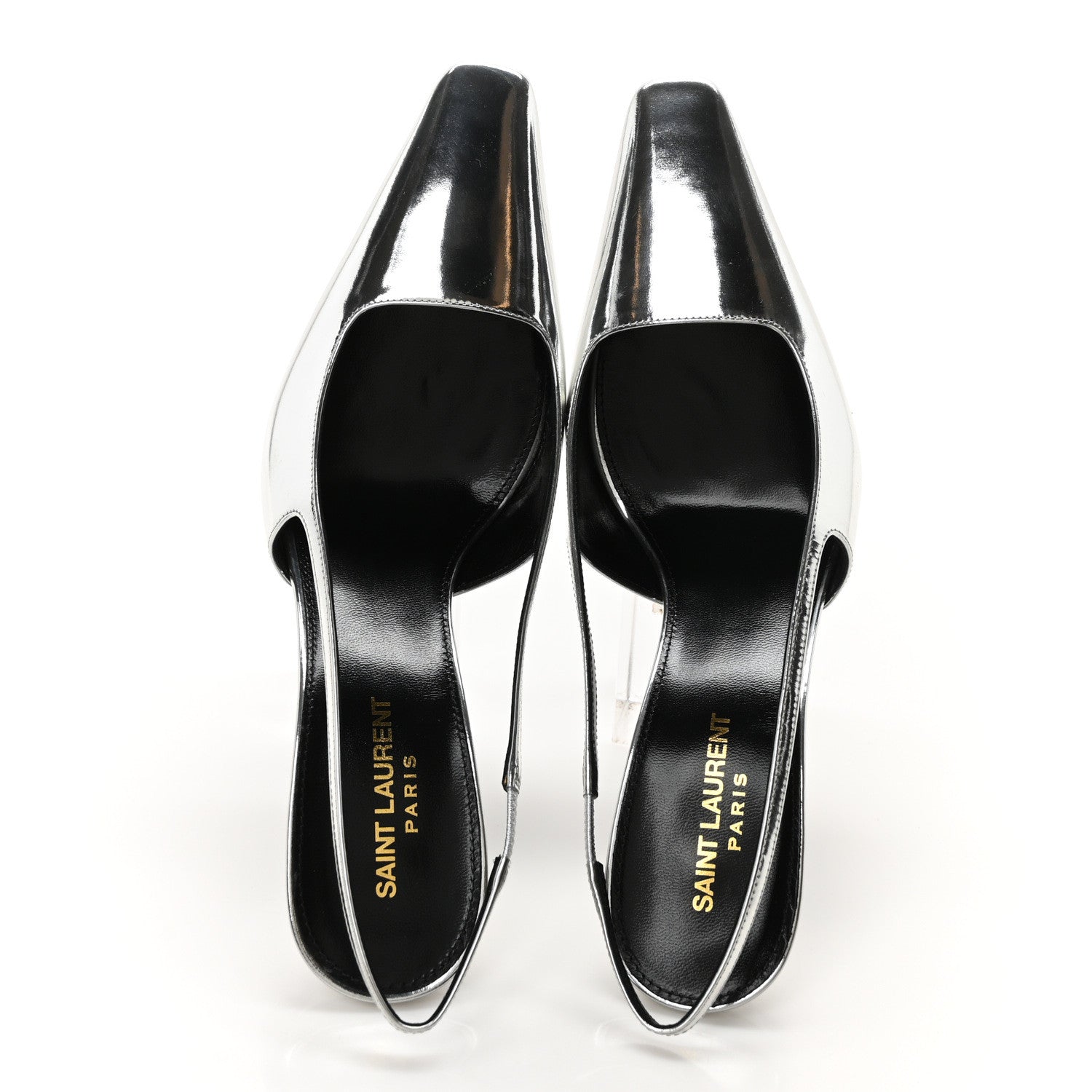 Saint Laurent Patent Tom 90 Dream Slingback Pumps 40 Argento 2 of 8