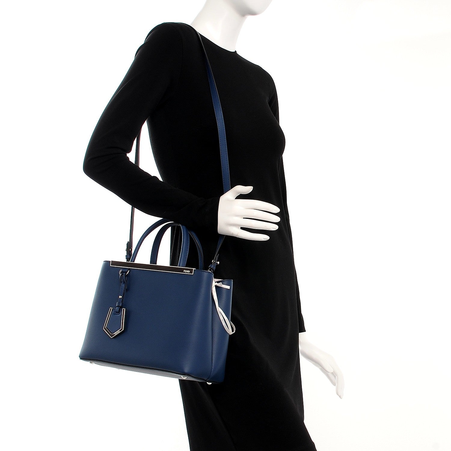 Fendi Vitello Dolce Century Petite 2Jours Tote Blue Rosa Doll 2 of 8