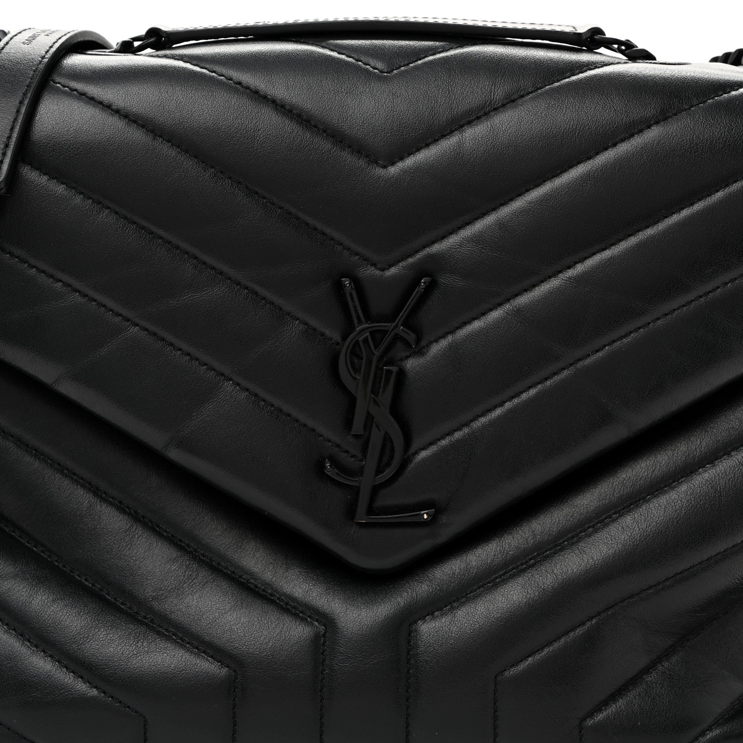 Saint Laurent Calfskin Y Quilted Monogram Monochrome Medium Loulou Chain Satchel Black 9 of 12