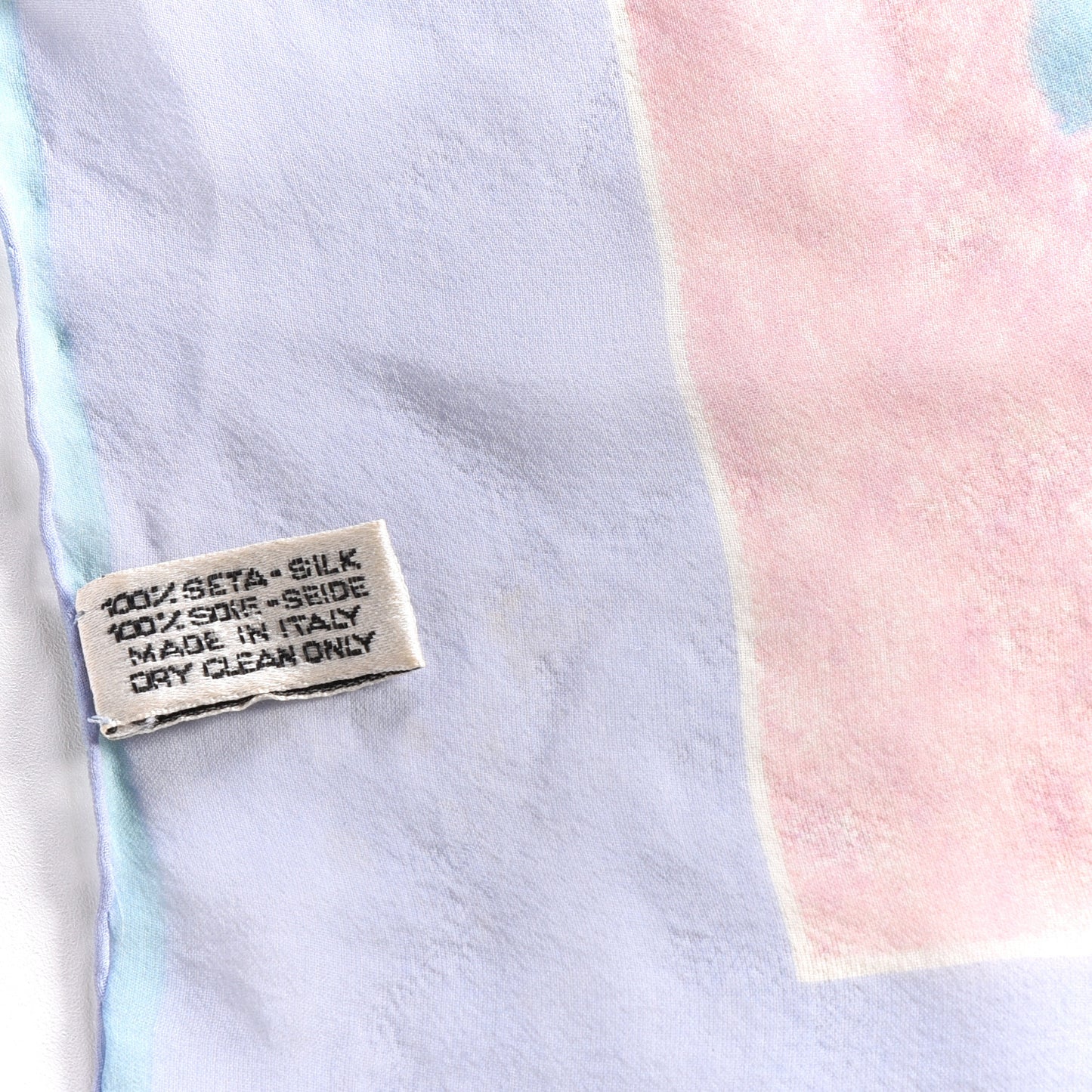 Silk Chiffon Flower Square Scarf Pink Multicolor
