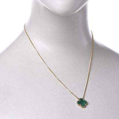 Van Cleef & Arpels 18K Yellow Gold Malachite Vintage Alhambra Pendant Necklace 2 of 7