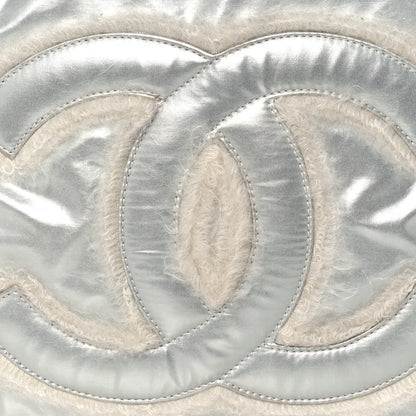 Chanel Vinyl Mohair Trimmed CC Bonbons Tote Silver 8 of 13