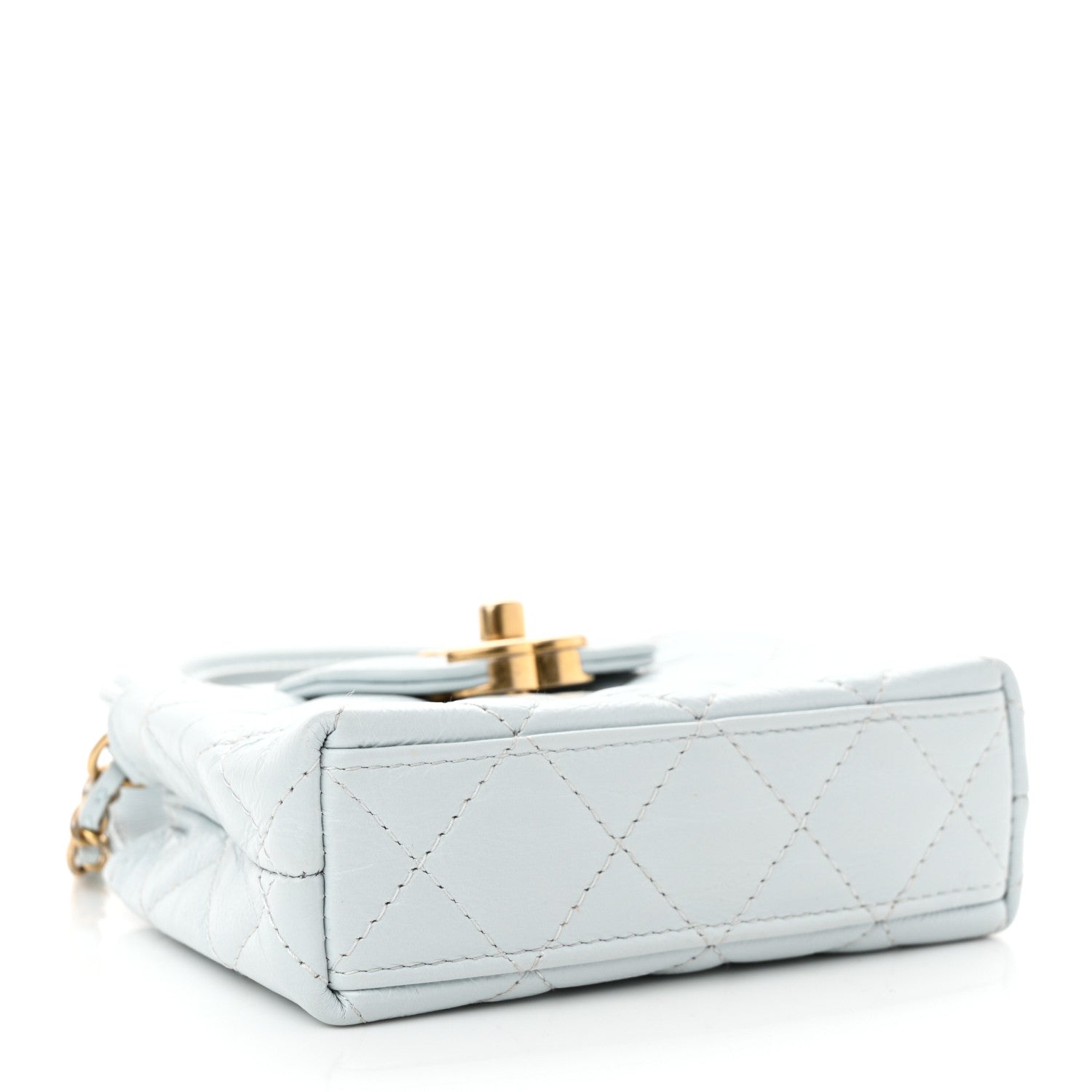 Chanel Shiny Aged Calfskin Quilted Mini Nano Kelly Shopper Light Blue 4 of 10