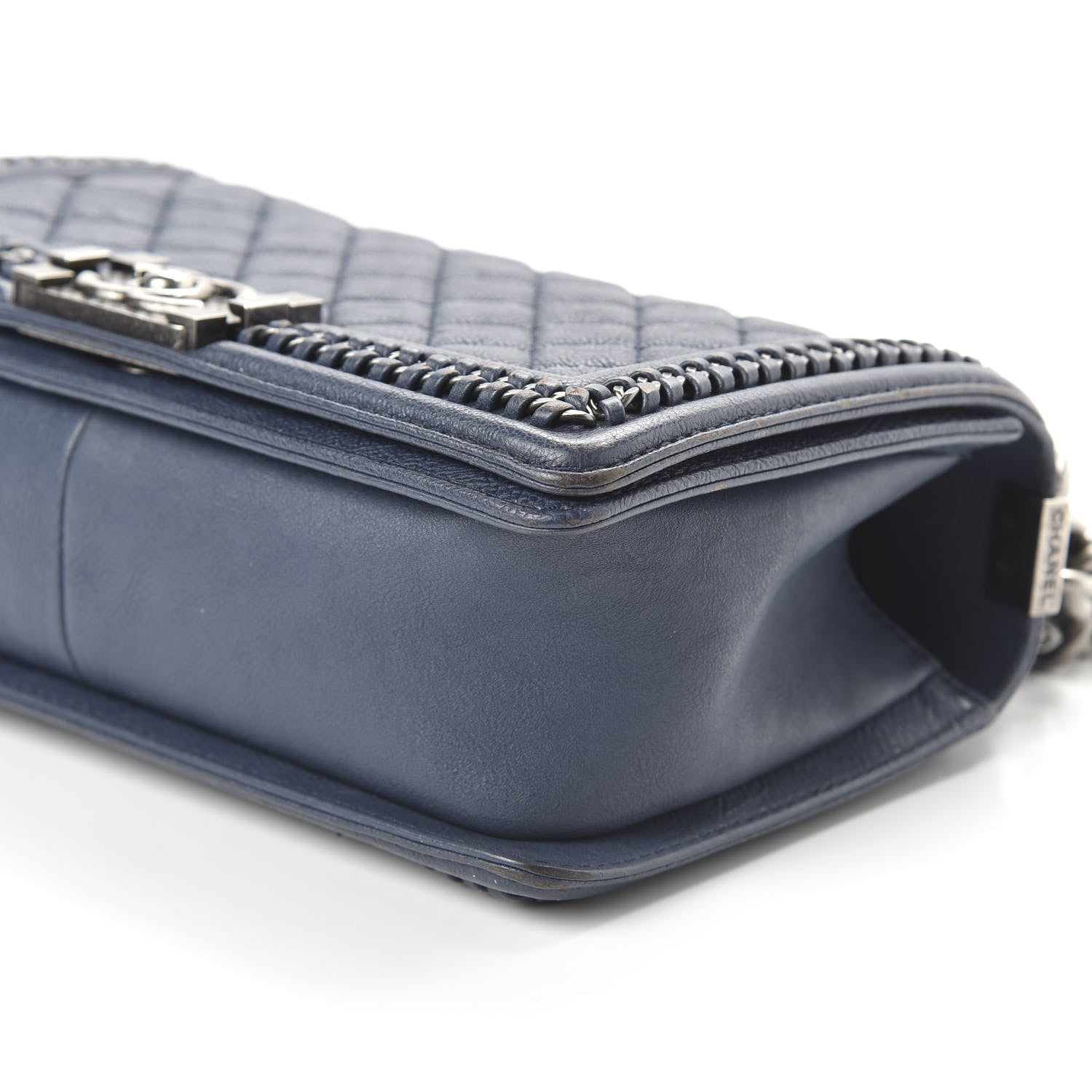 Chanel Calfskin Quilted Medium Top Handle Boy Flap Blue 7 of 11