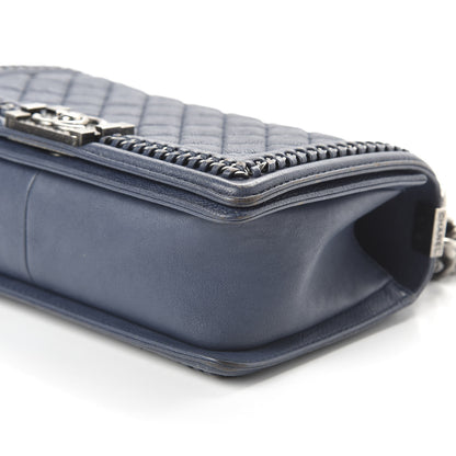 Chanel Calfskin Quilted Medium Top Handle Boy Flap Blue 7 of 11