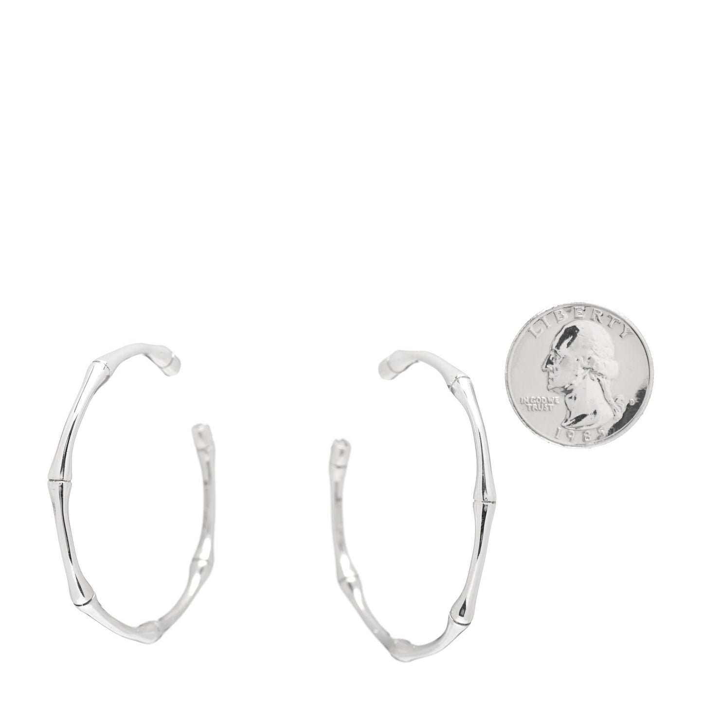 Sterling Silver Bamboo Hoop Earrings