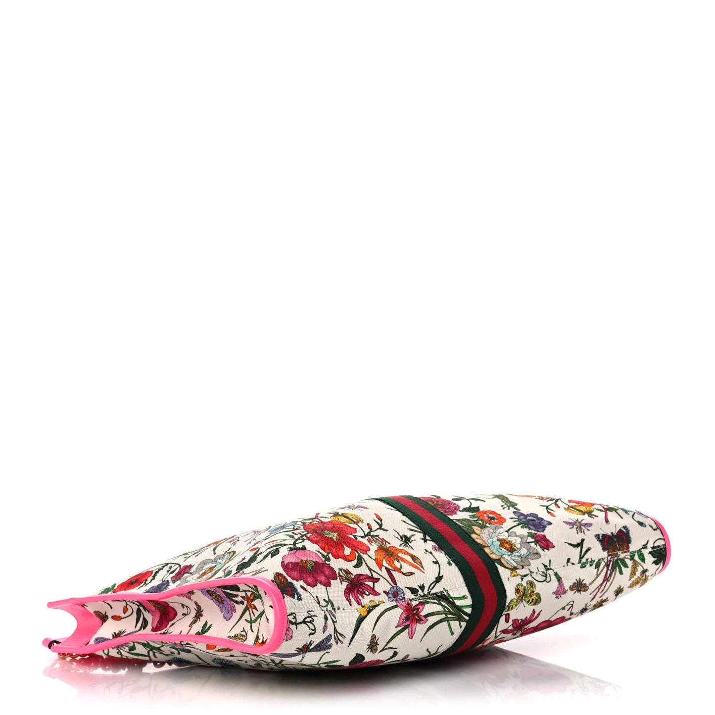 Canvas Flora Large Rajah Chain Tote White Multicolor Fuxia Fluo
