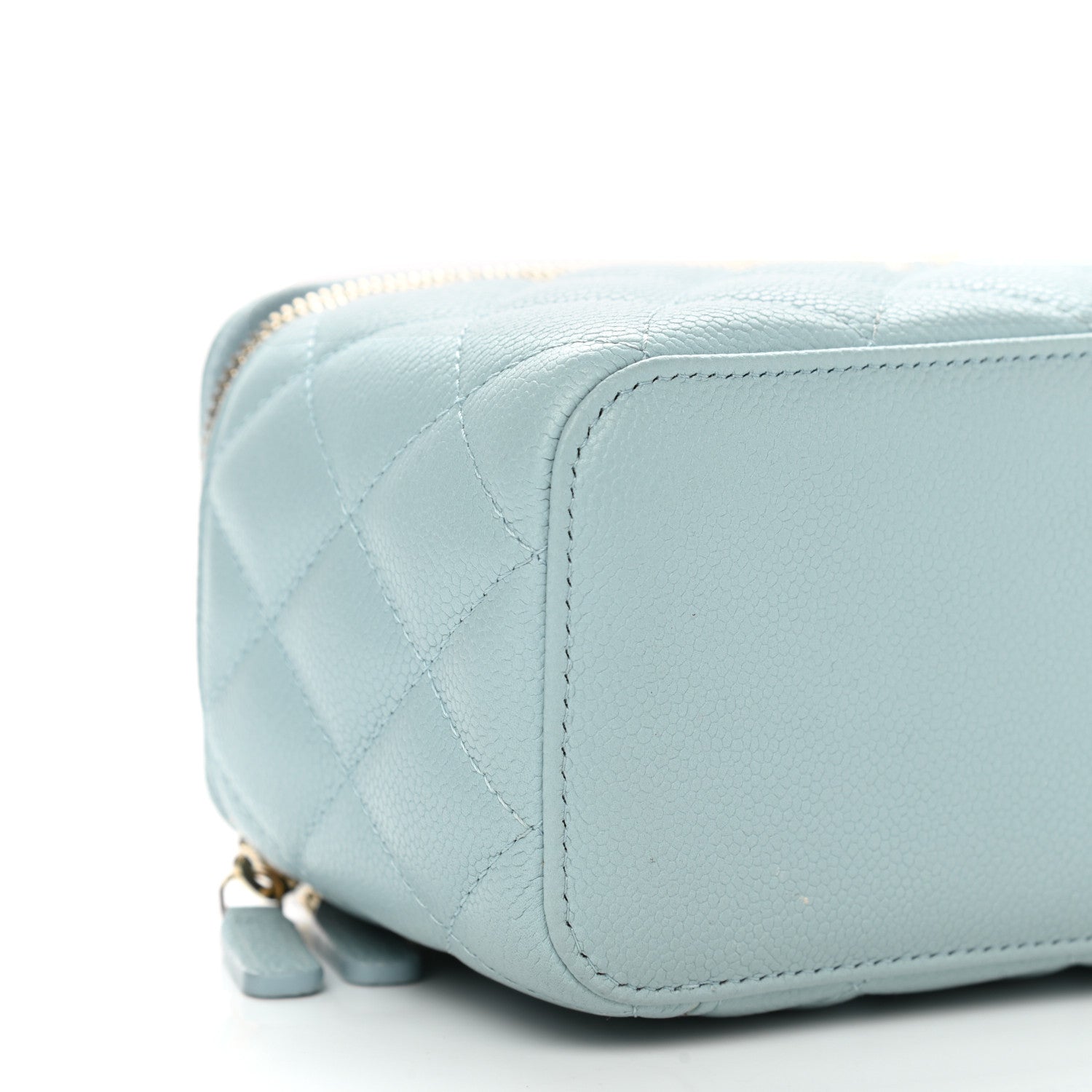 Chanel Caviar Quilted Small Tiny CC Vanity Case With Chain Light Blue 9 of 12