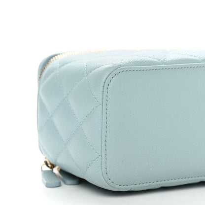 Chanel Caviar Quilted Small Tiny CC Vanity Case With Chain Light Blue 9 of 12
