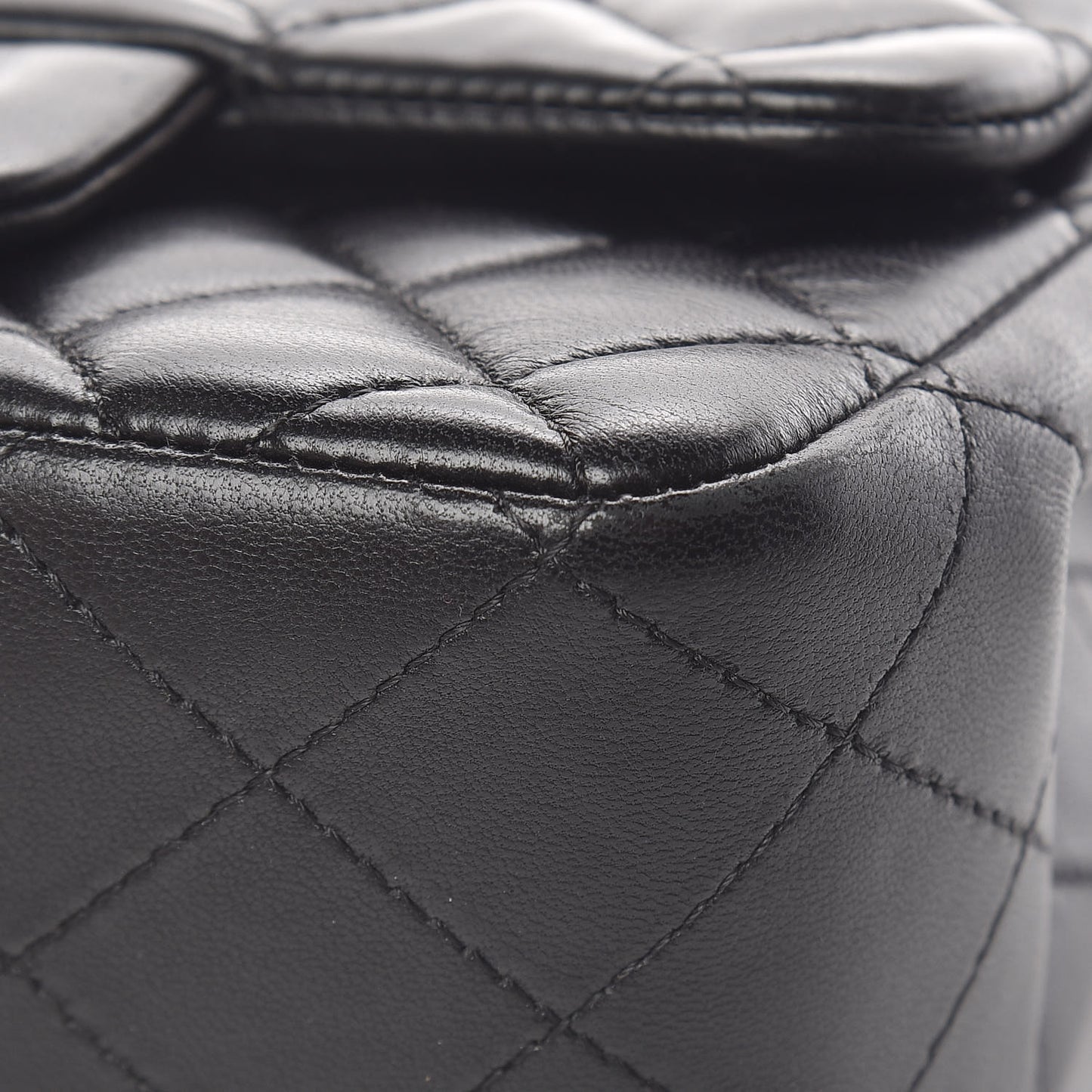 Lambskin Quilted Mini Square Flap Black