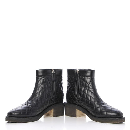 Chanel Calfskin Quilted Turnlock Zip Boots 36.5 Black 6 of 10
