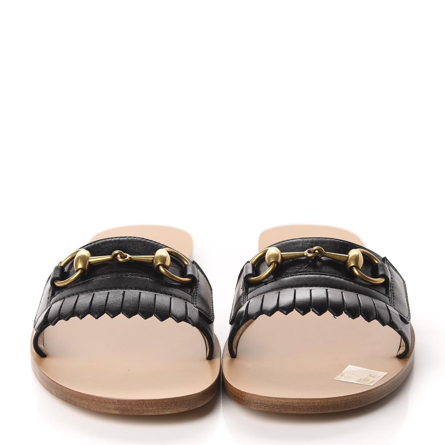 Gucci Malaga Kid Fringe Horsebit Slide Sandals 39 Black 2 of 10