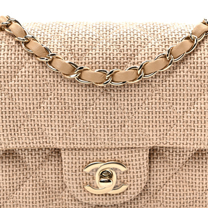 Chanel Braided Raffia Quilted Mini Rectangular Flap Dark Beige 15 of 21