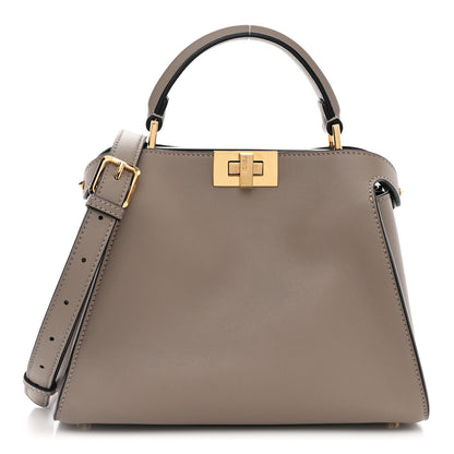 Fendi Vitello Tahiti Burro Medium Peekaboo Iconic Essentially Satchel Tortora Black 1 of 10