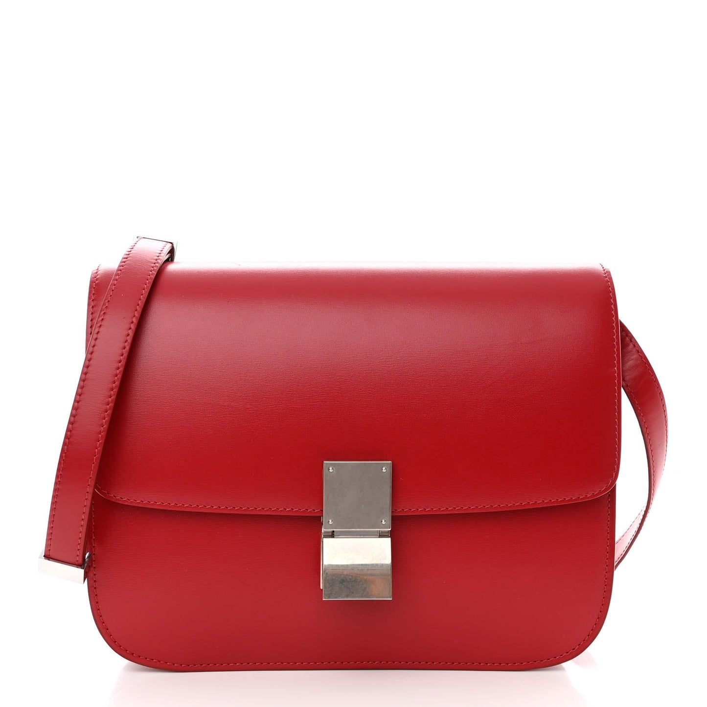 Box Calfskin Medium Classic Box Flap Bag Red