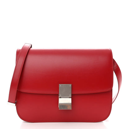Celine Box Calfskin Medium Classic Box Flap Bag Red 1 of 10