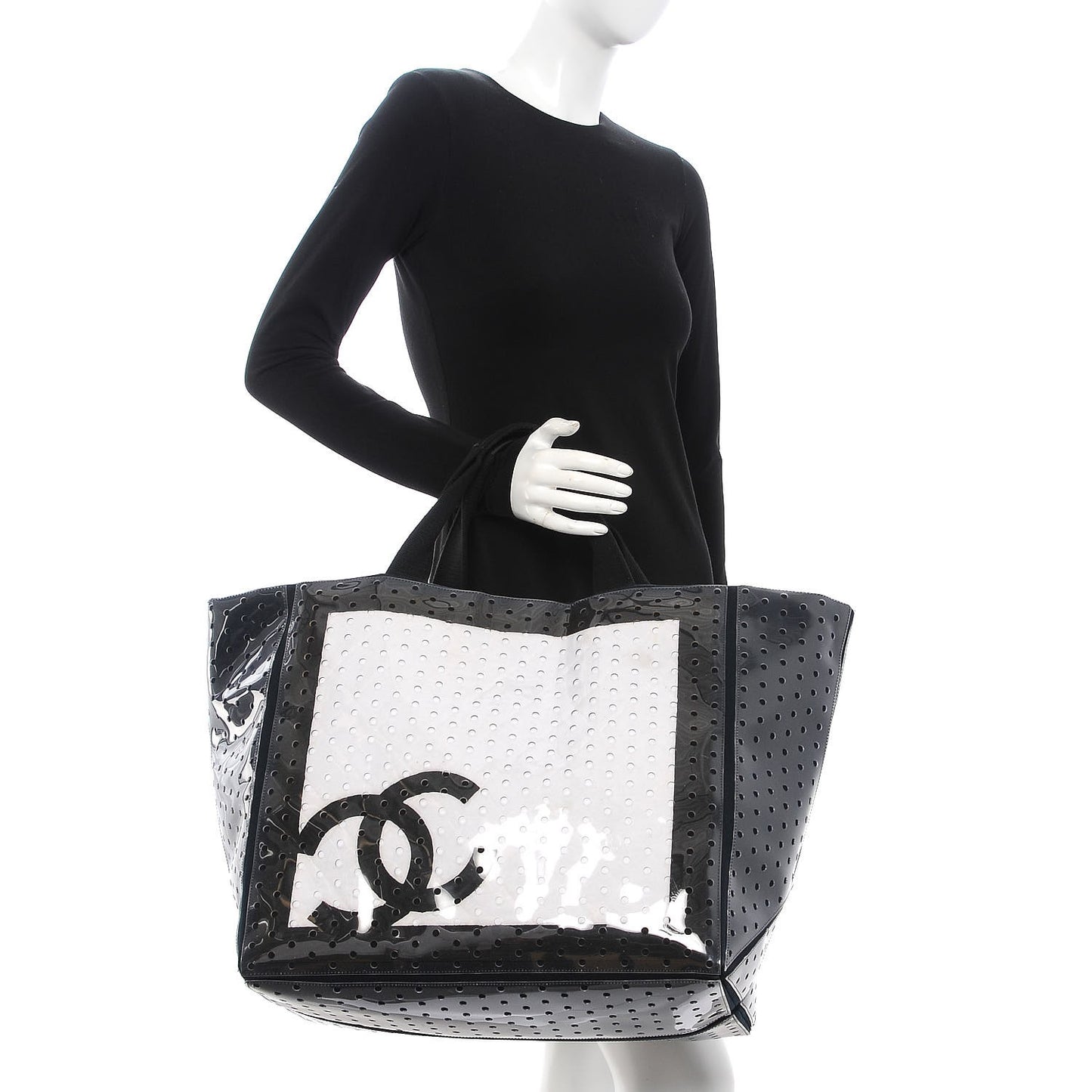Canvas Vinyl Perforated CC Tote White Black Dark Navy