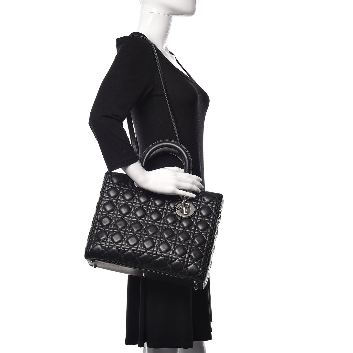 Lambskin Cannage Large Lady Dior Black