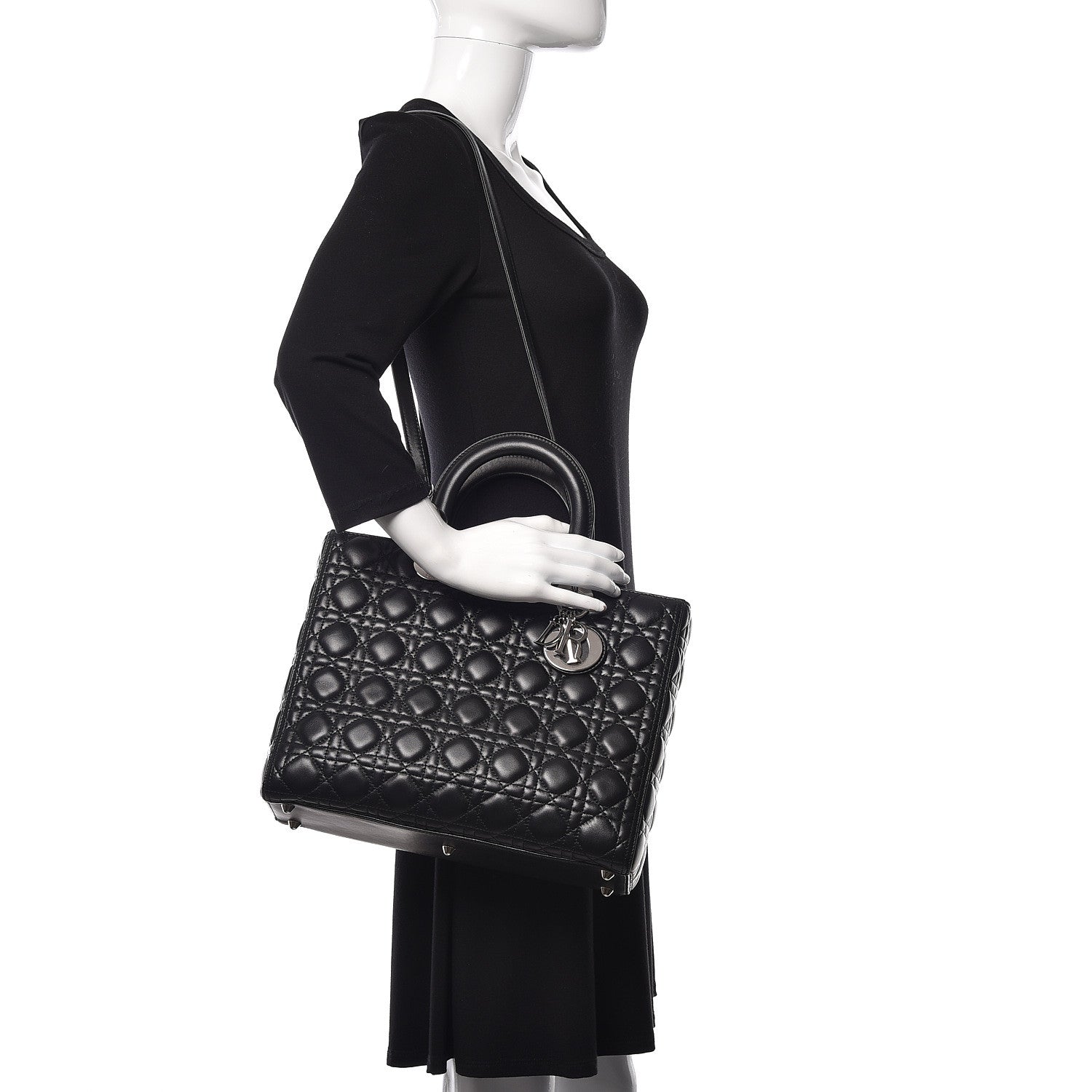Christian Dior Lambskin Cannage Large Lady Dior Black 1 of 10