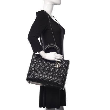 Christian Dior Lambskin Cannage Large Lady Dior Black 1 of 10