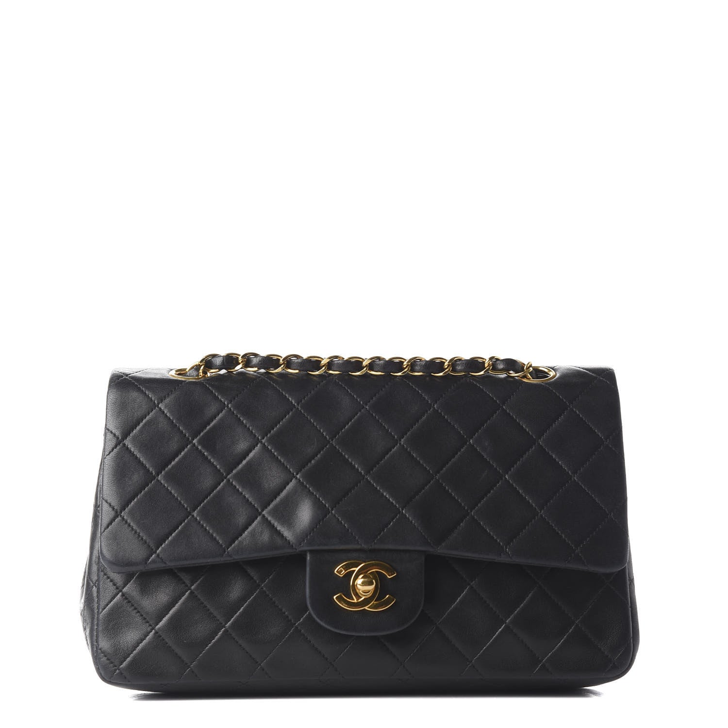 Chanel Lambskin Quilted Medium Double Flap Black 1 of 8