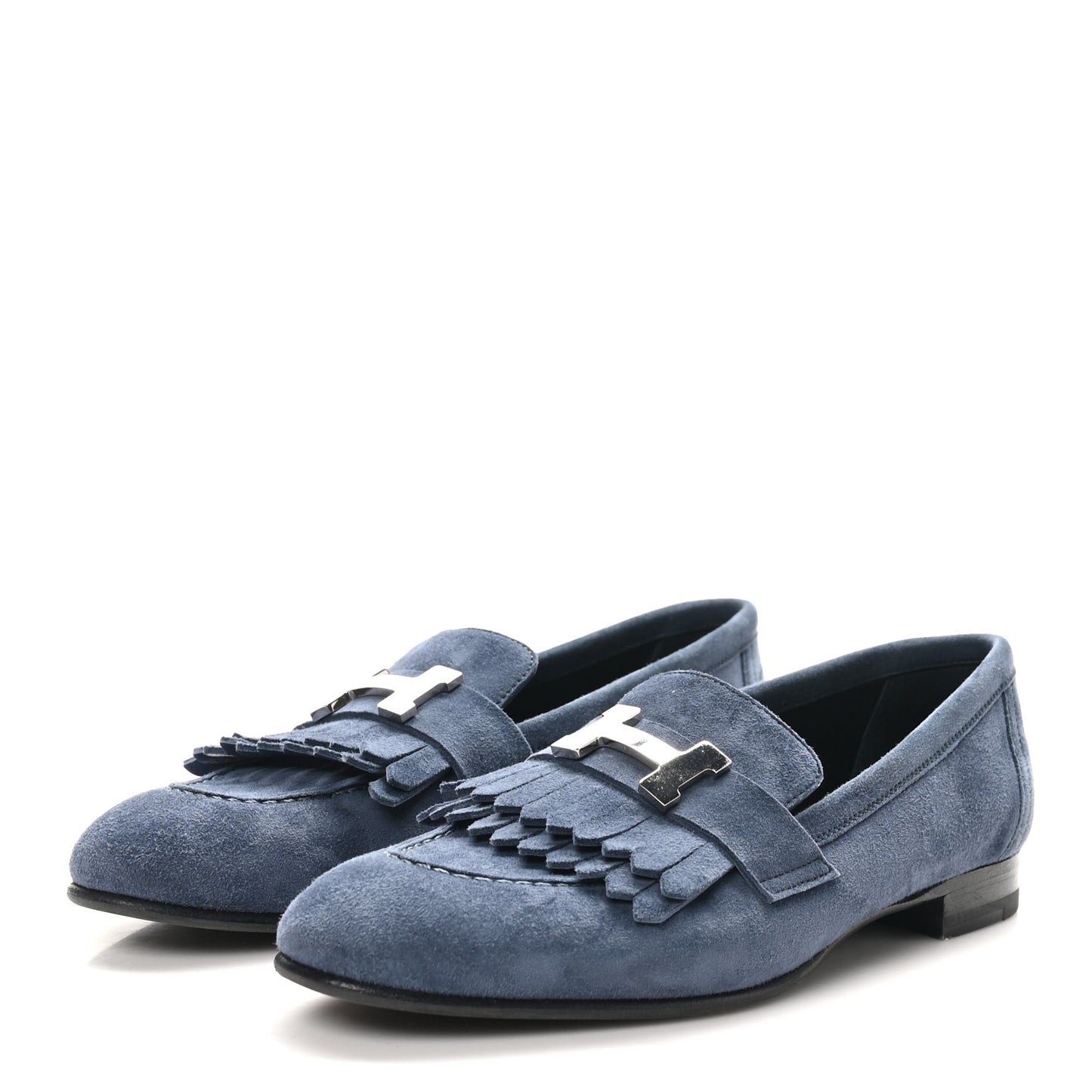Suede Goatskin Womens Royal Loafers 35.5 Bleu Celeste