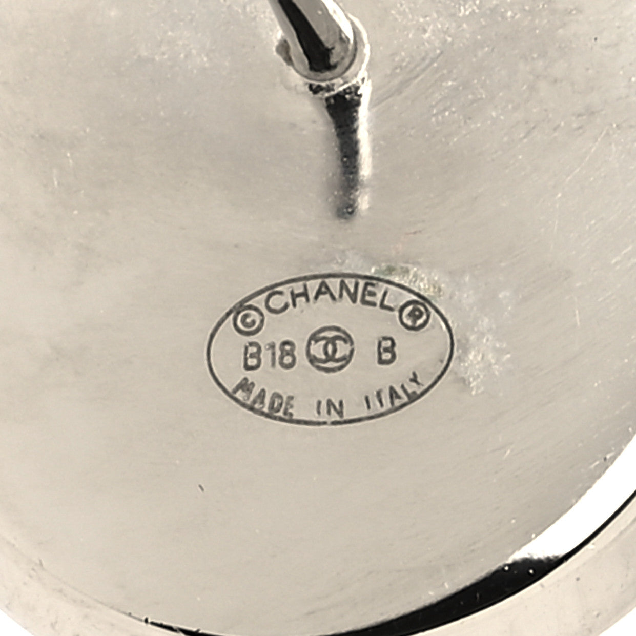 Pearl Crystal CC Round Earrings Silver