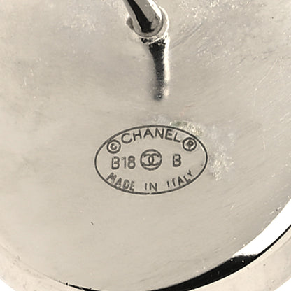 Chanel Pearl Crystal CC Round Earrings Silver 4 of 4