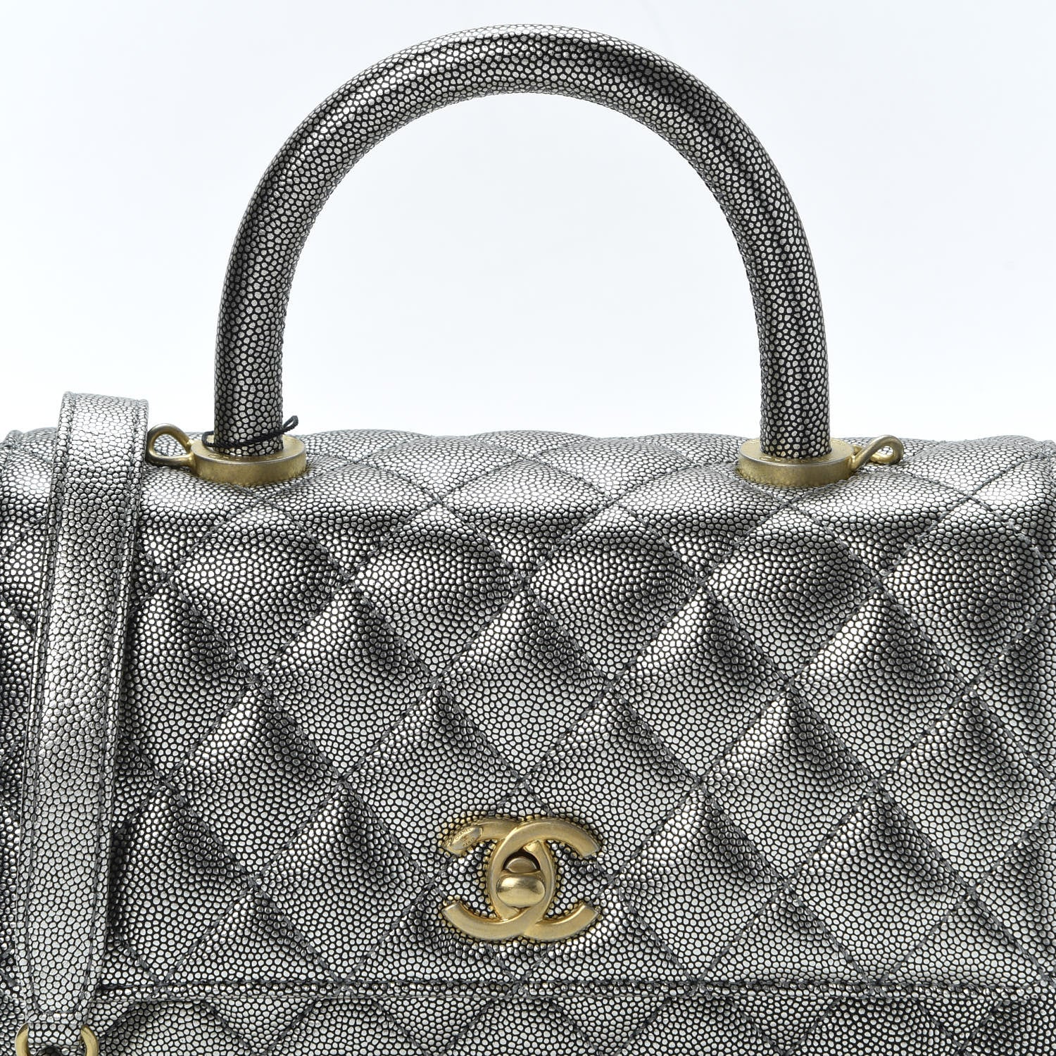 Chanel Metallic Caviar Quilted Mini Coco Handle Flap Silver 9 of 9