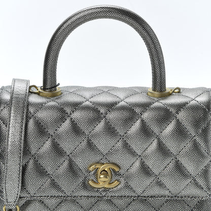 Chanel Metallic Caviar Quilted Mini Coco Handle Flap Silver 9 of 9