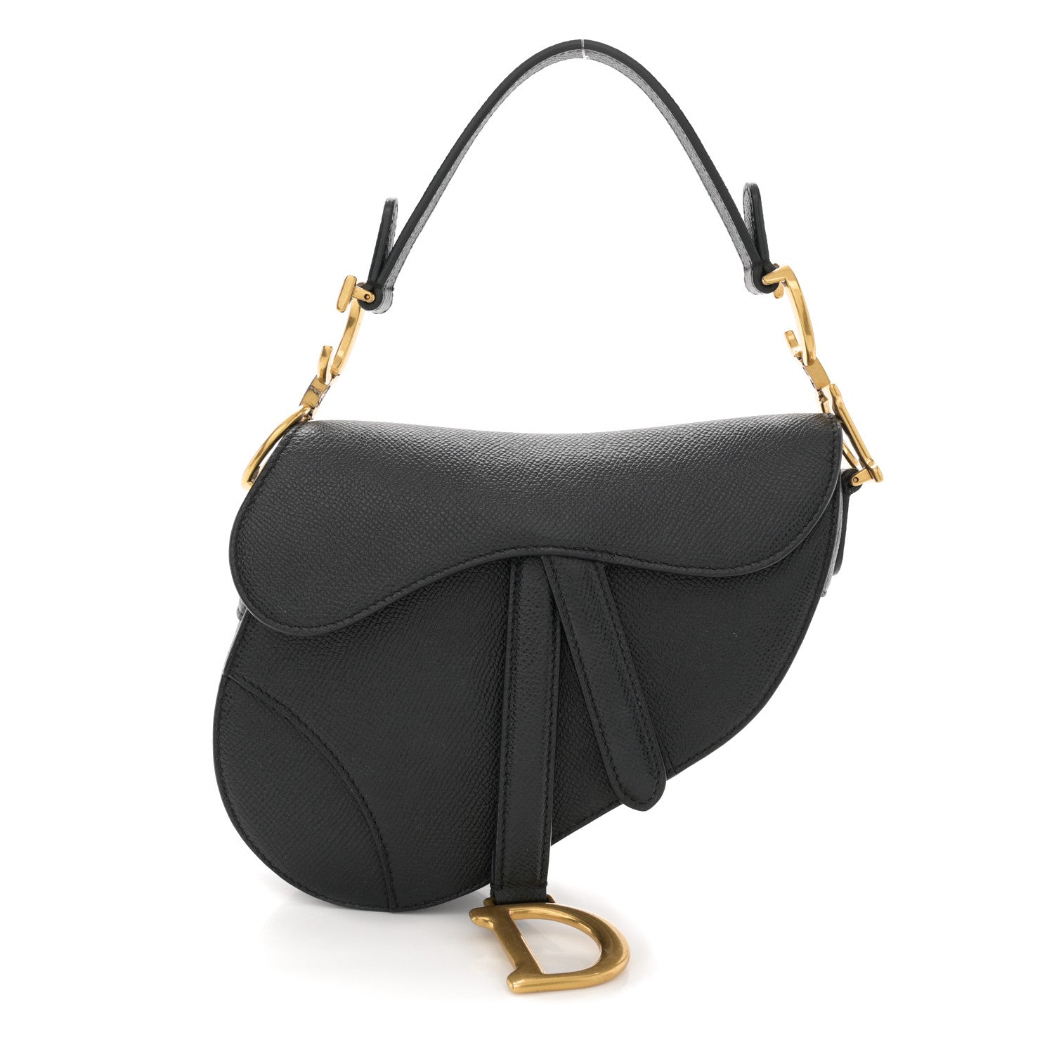 Christian Dior Grained Calfskin Mini Saddle Bag Black 1 of 10
