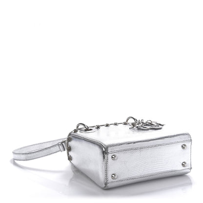 Christian Dior Metallic Lizard Mini Lady Dior Silver 4 of 9