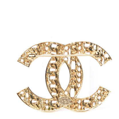 Chanel Chain CC Brooch Pin Light Gold 3 of 5
