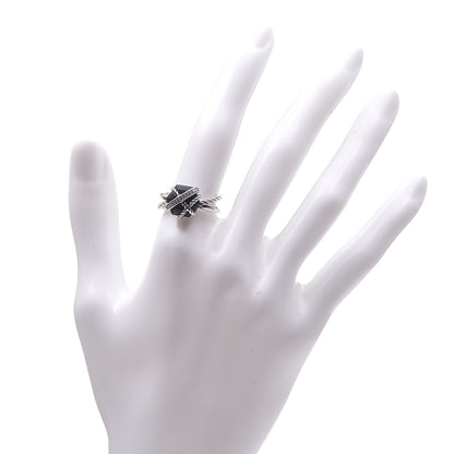 David Yurman Sterling Silver Diamond Black Onyx 10mm Cable Wrap Ring 54.5 7 2 of 5