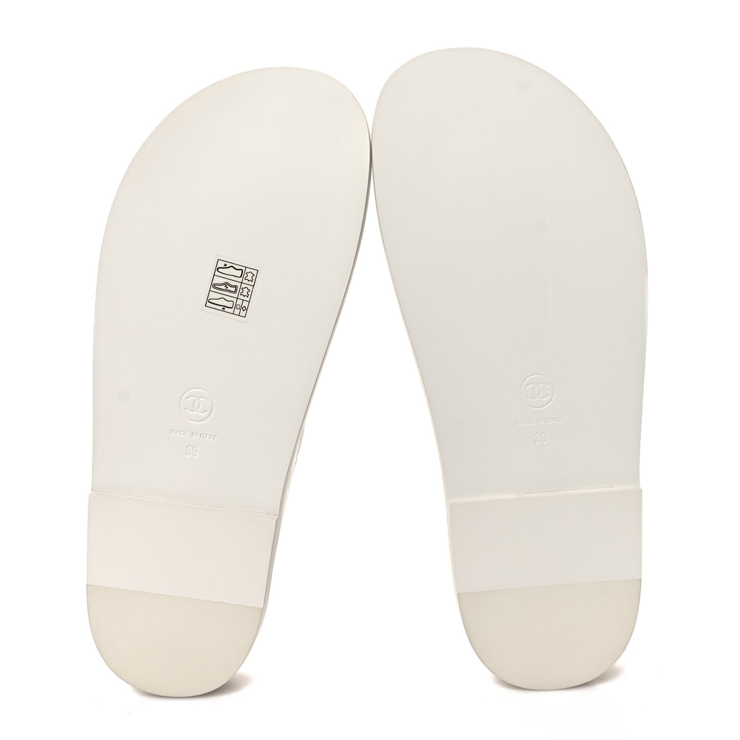 Lambskin Quilted Velcro Dad Chain CC Slide Sandals 39 White