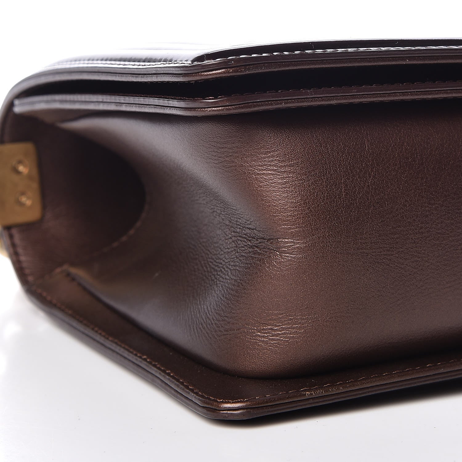 Chanel Metallic Patent Calfskin Quilted Medium Boy Flap Brown 8 of 9