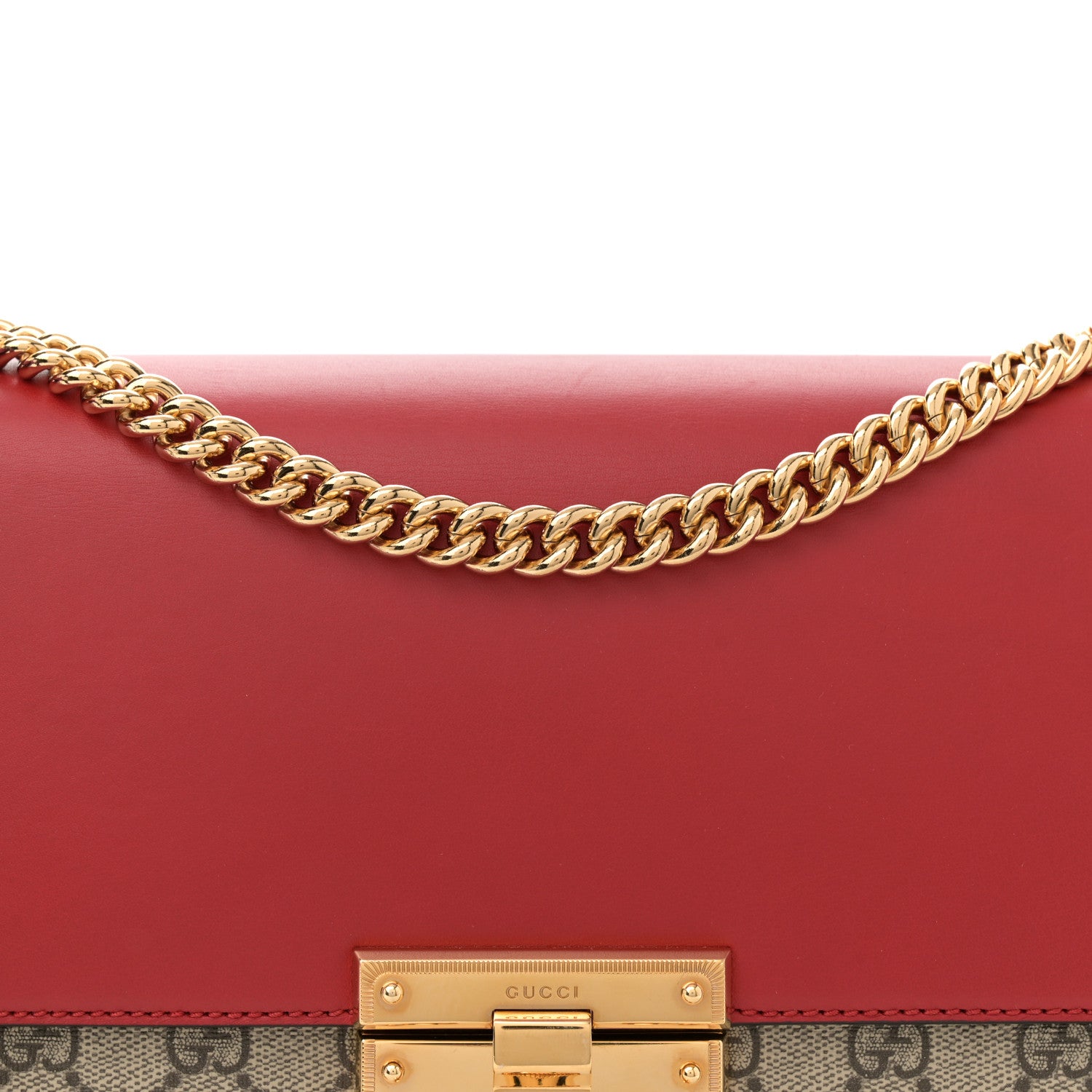 Gucci GG Supreme Monogram Calfskin Medium Padlock Shoulder Bag Beige Hibiscus Red New Rosette 8 of 10