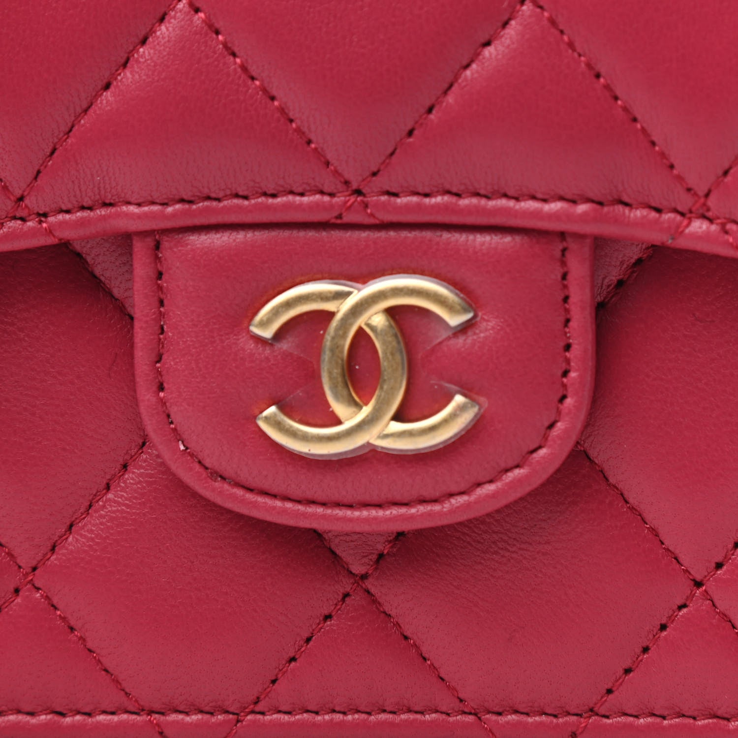 Chanel Lambskin Quilted Top Handle Flap Coin Purse With Chain Dark Pink 11 of 12