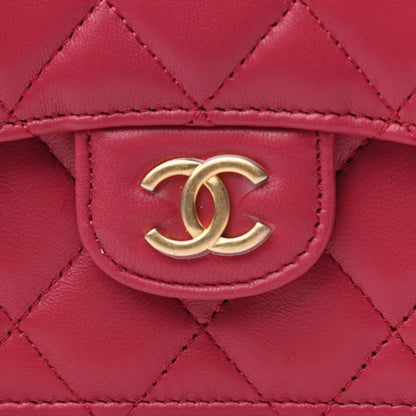 Chanel Lambskin Quilted Top Handle Flap Coin Purse With Chain Dark Pink 11 of 12