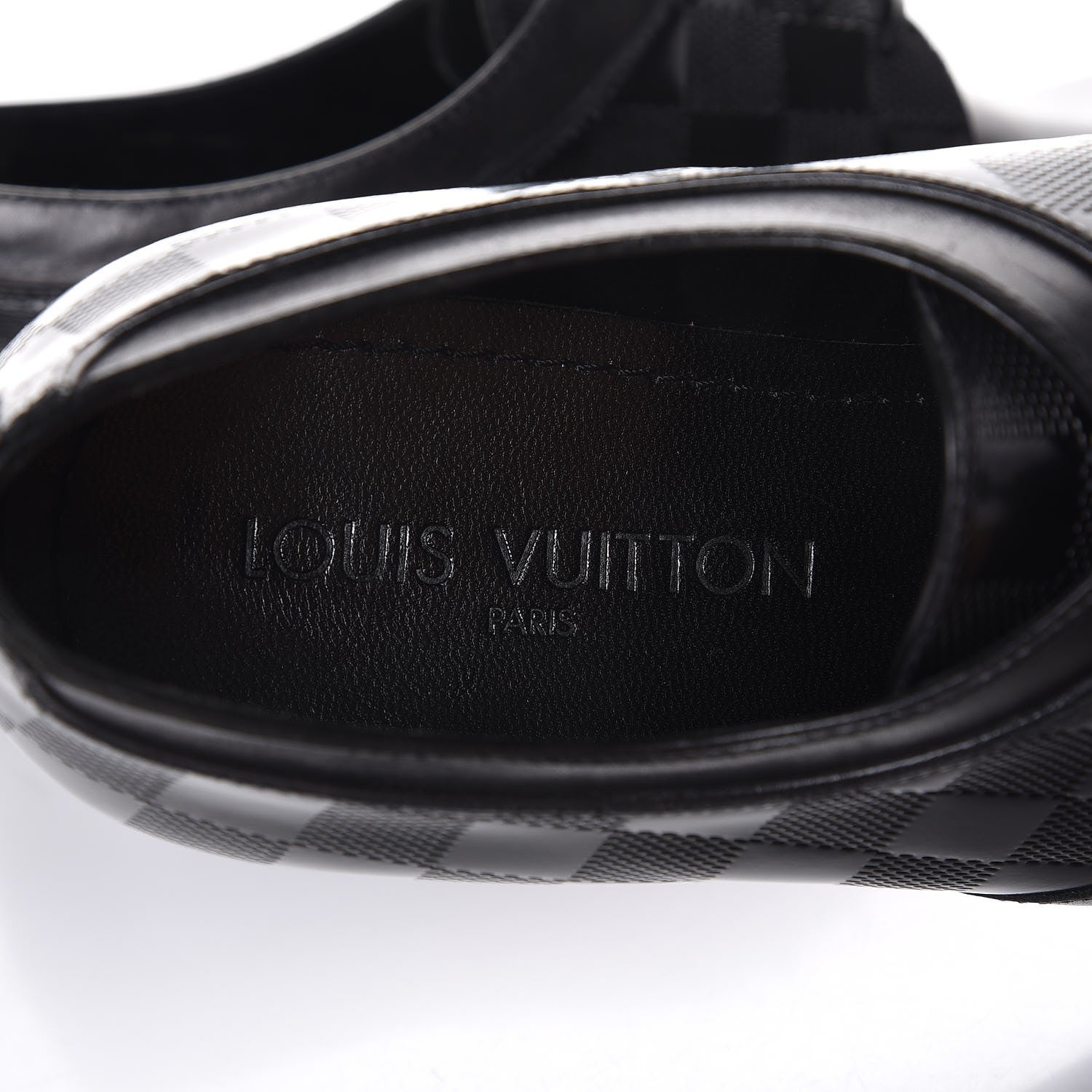 Louis Vuitton Mens Calfskin Damier Lace Up Shoes 6 1/2 Black 5 of 10