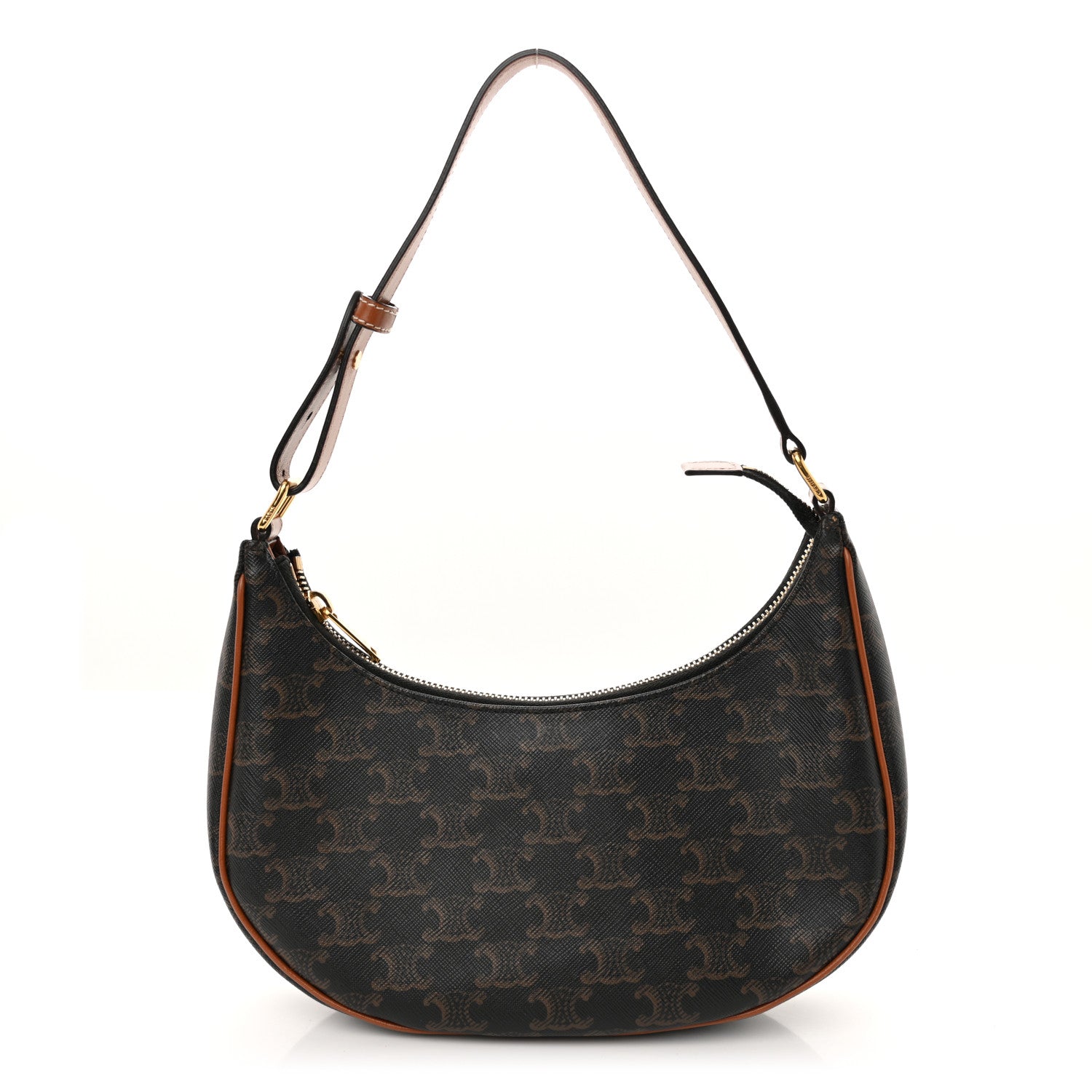Celine Triomphe Canvas Calfskin Ava Shoulder Bag Tan 1 of 10