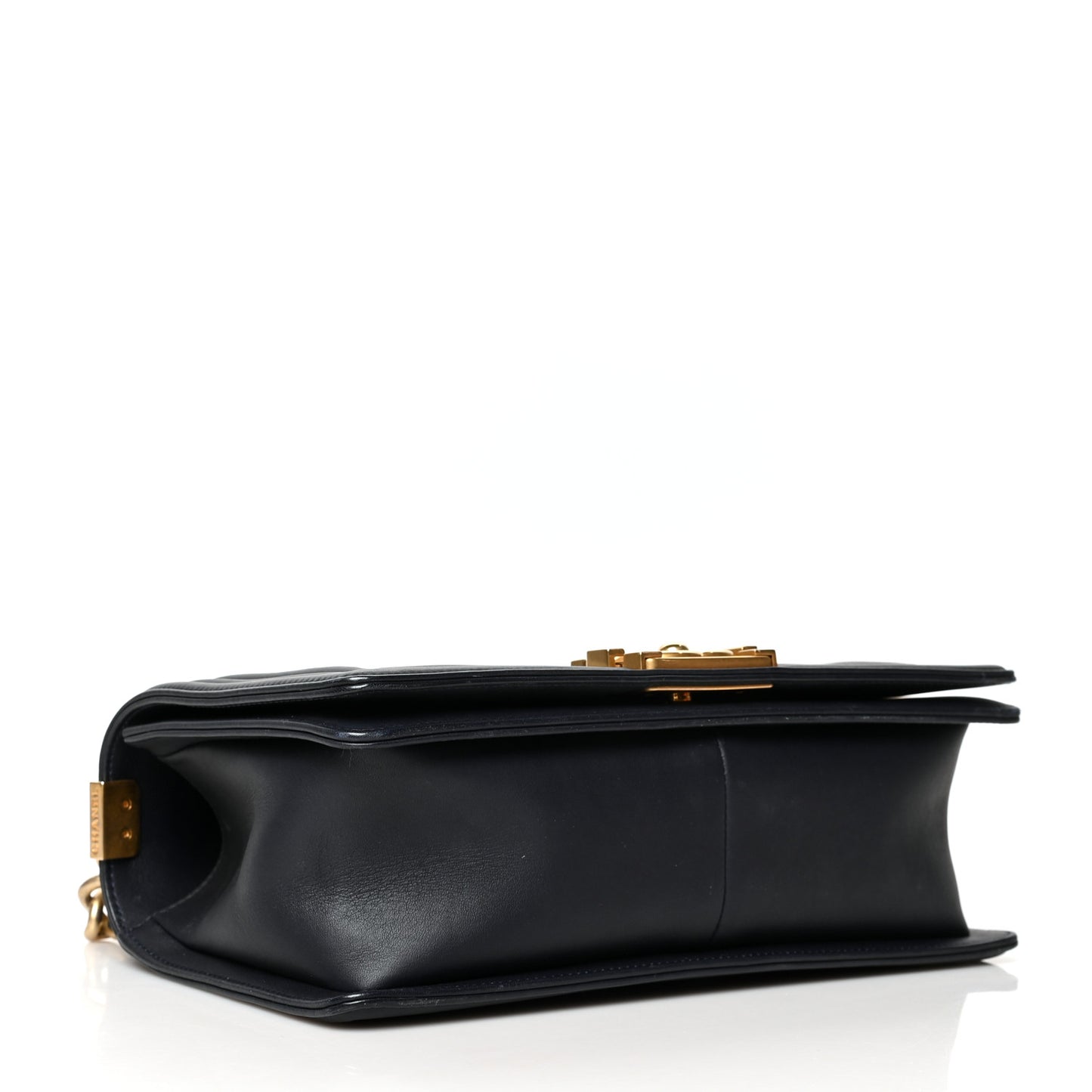 Caviar Suede Calfskin Chevron Medium Boy Flap Navy