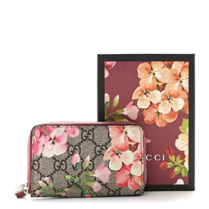 Gucci GG Supreme Monogram Blooms Zip Around Card Case Wallet Beige Multicolor Dry Rose 8 of 8