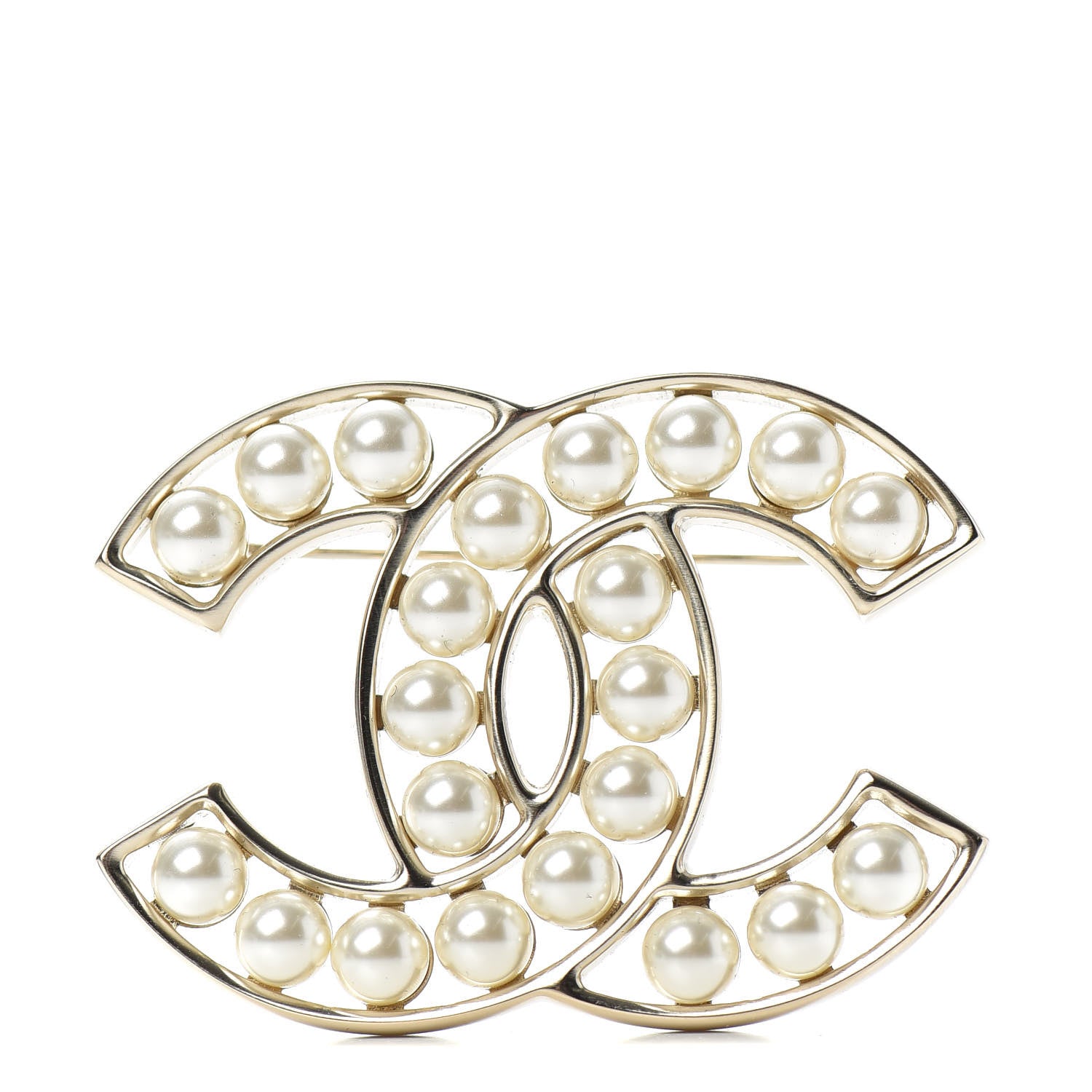 Chanel Pearl CC Brooch Light Gold 1 of 4