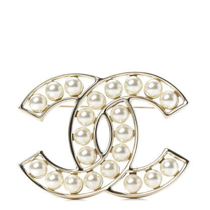 Chanel Pearl CC Brooch Light Gold 1 of 4