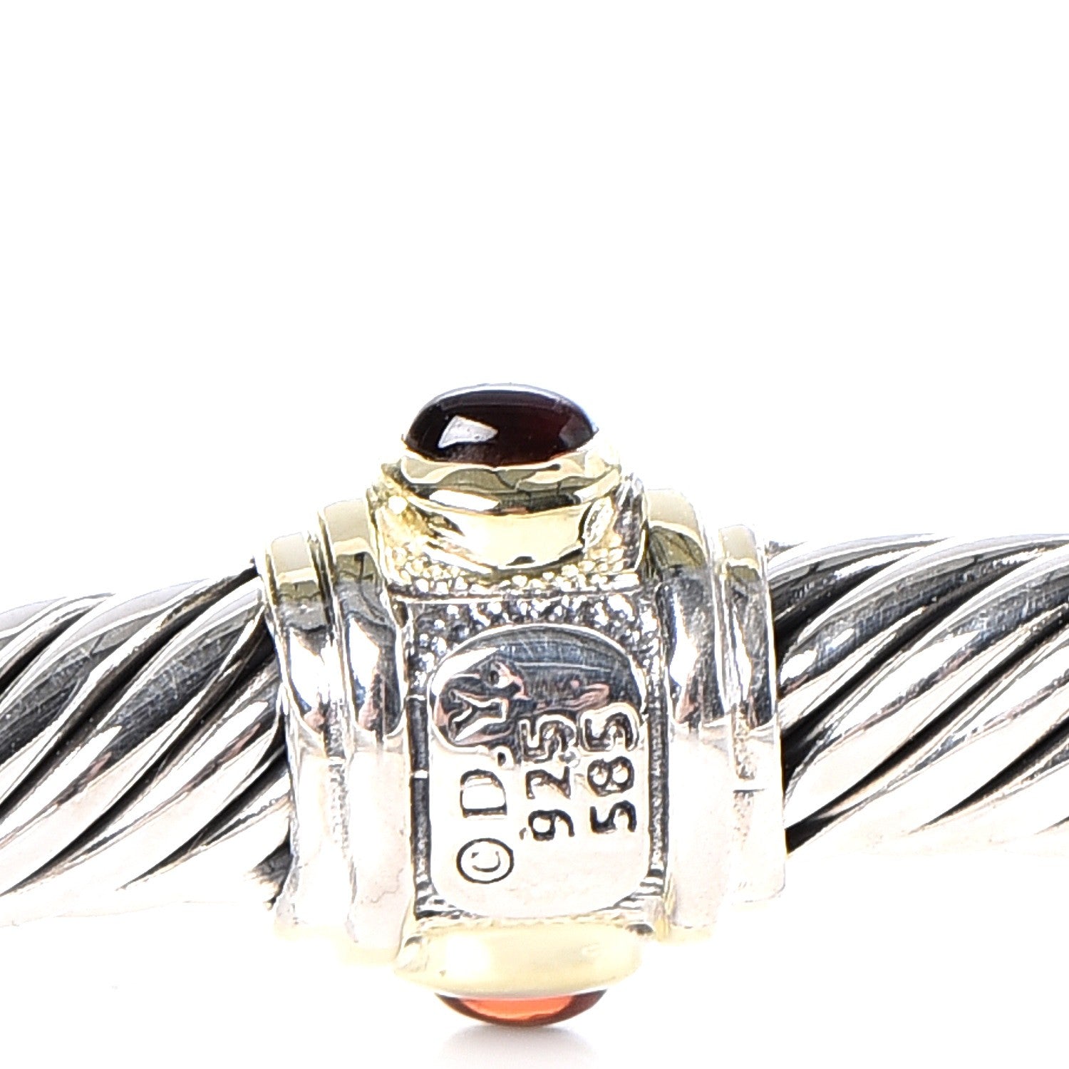 David Yurman Sterling Silver 14K Gold Garnet Pink Tourmaline 5mm Cable Renaissance Bracelet 4 of 5