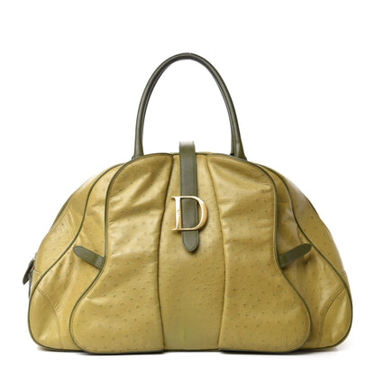 Christian Dior Ostrich Saddle Bowler Green 1 of 13