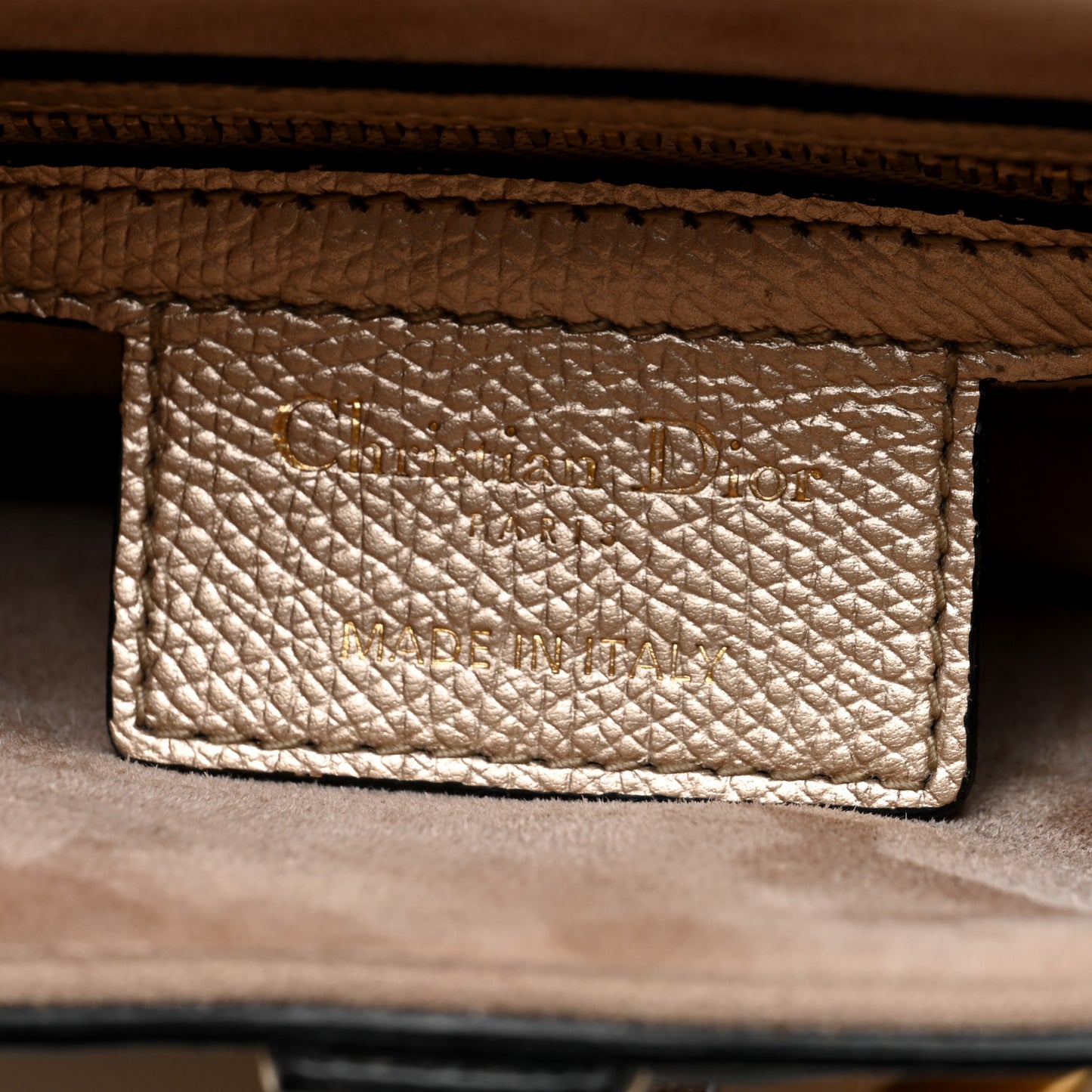 Metallic Grained Calfskin Saddle Bag Gold